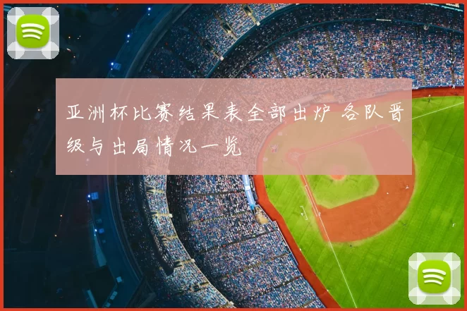 亚洲杯比赛结果表全部出炉 各队晋级与出局情况一览